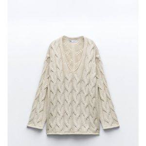 Zara cable knit sweater, size M, ecru color.  NWT